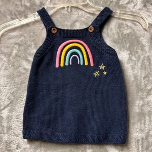 F&F Baby Girl Rainbow Embroidered Knit Sweater Jumper Dress, 6-9M, Adorable